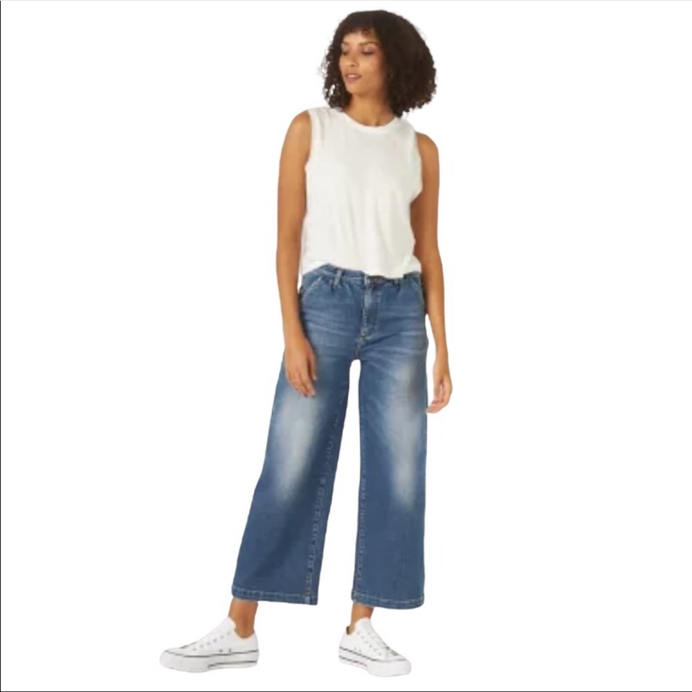 LEE Vintage Modern High Rise Cropped Wide Leg Blue Jeans Size 26 NEW